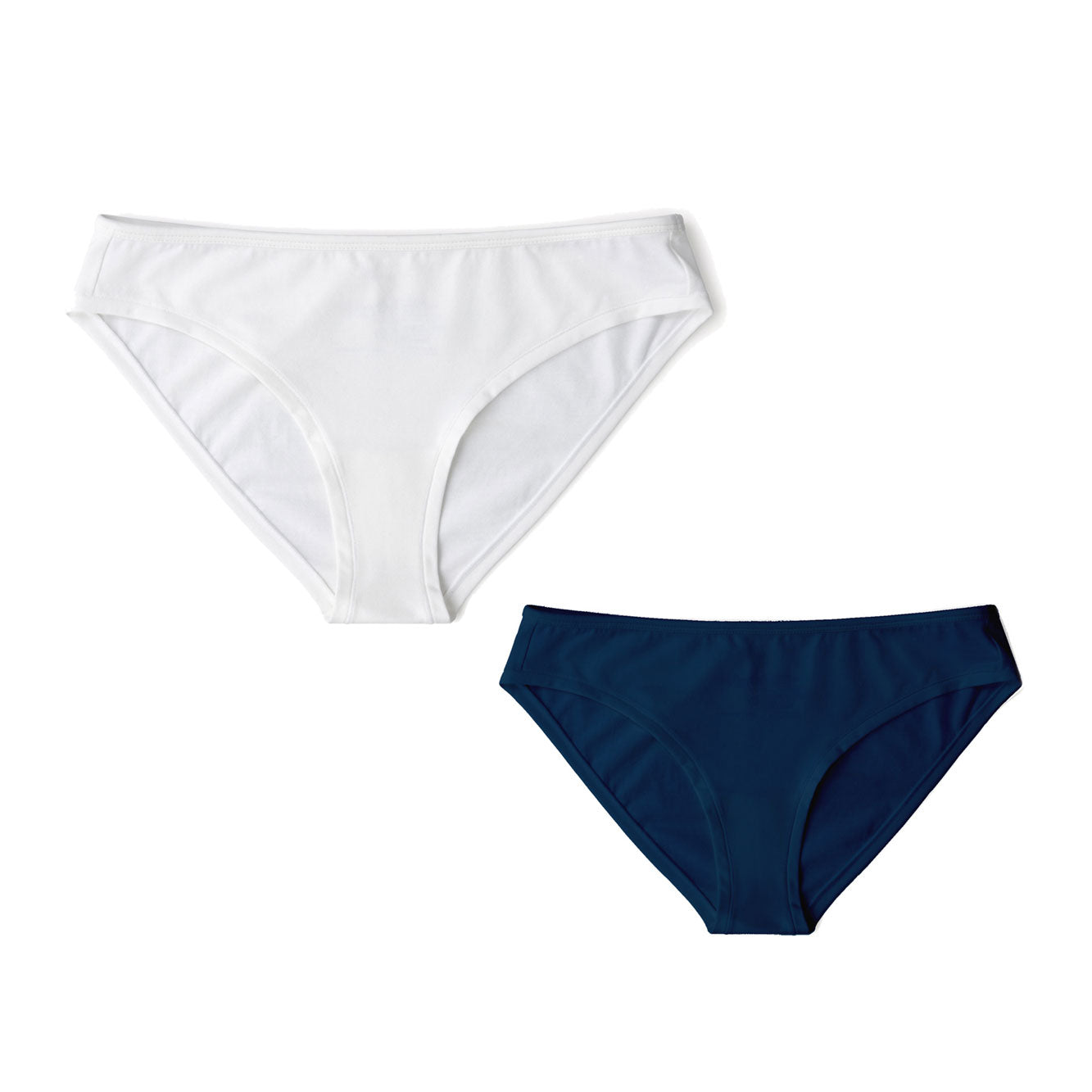 Navy and White ladies underwear, mid rise briefs, first fit promise 2 pack