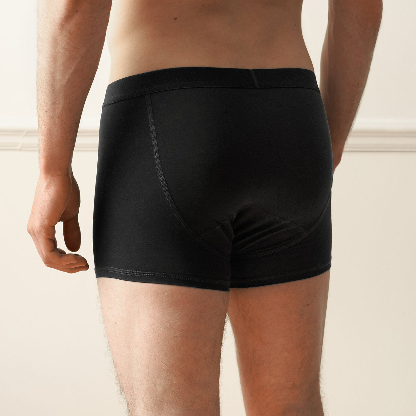 Black Organic & Recycled cotton Boxer Briefs on a male figure, back facing