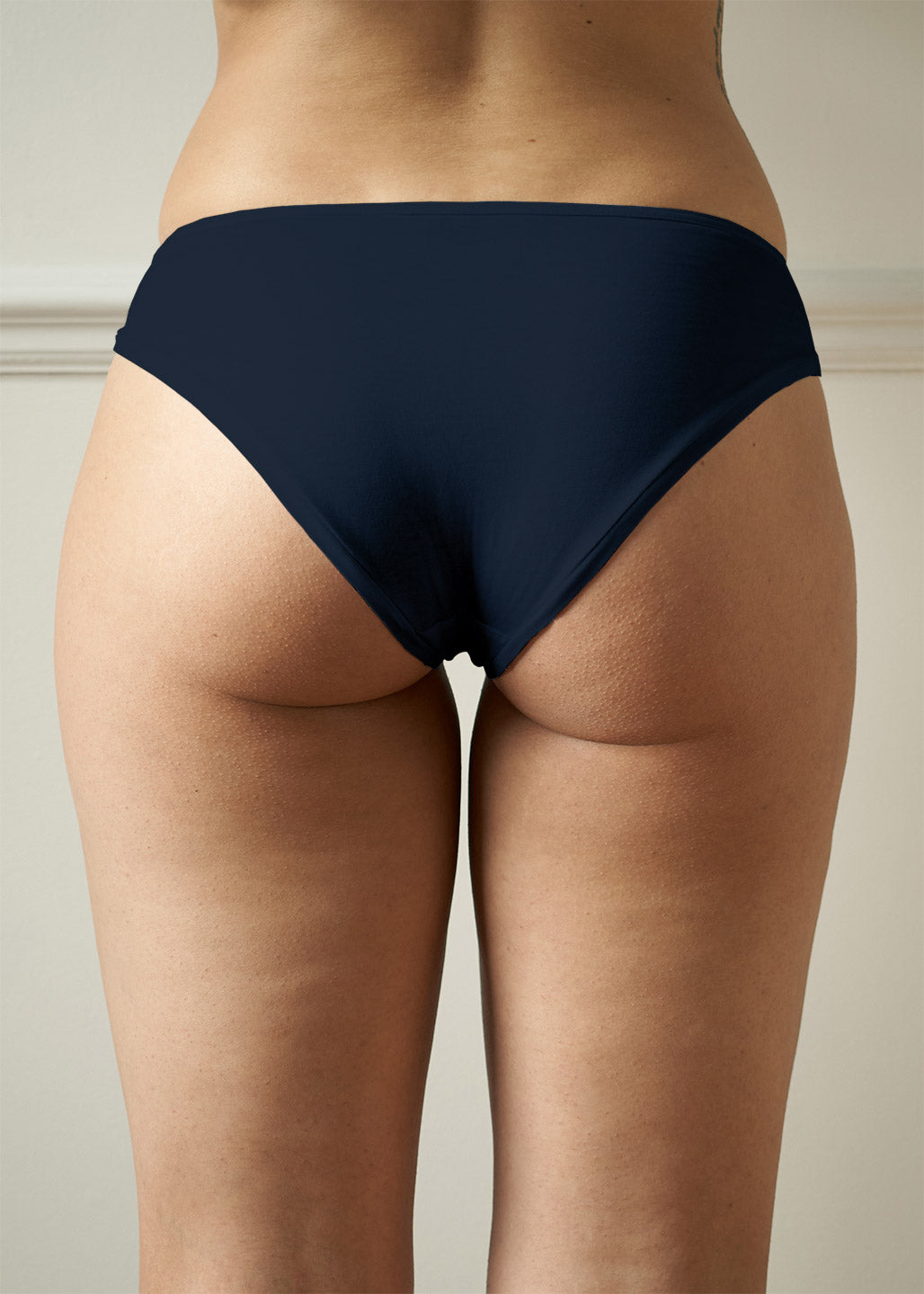 organic navy mid rise woman's briefs back facing