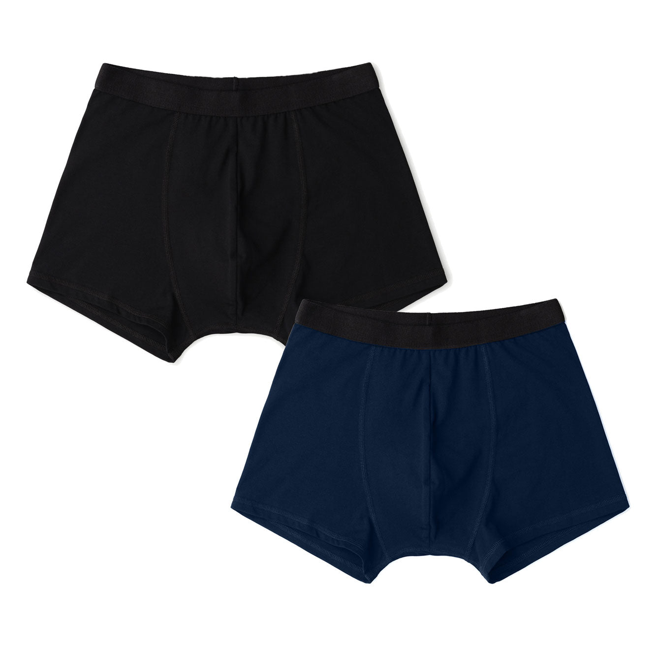 Black Navy Organic & Recycled cotton Boxer Briefs, first fit promise 2 pack