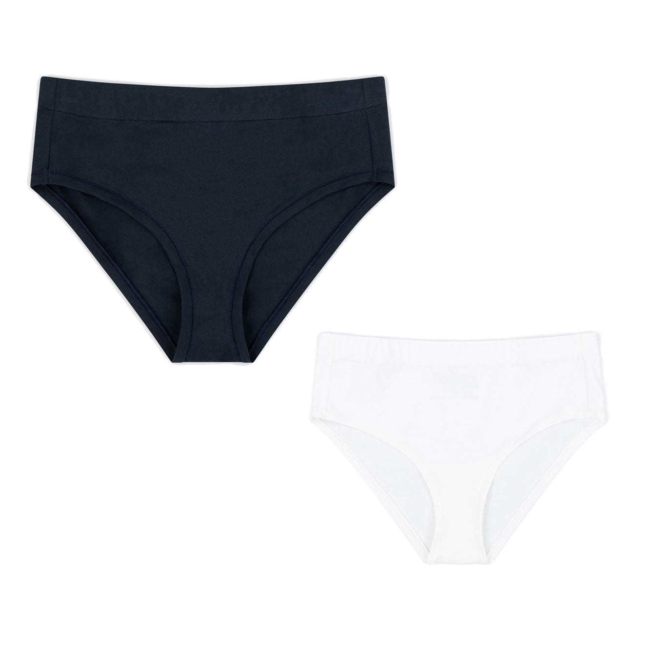 high rise brief in black and white, organic everyday basic underwear