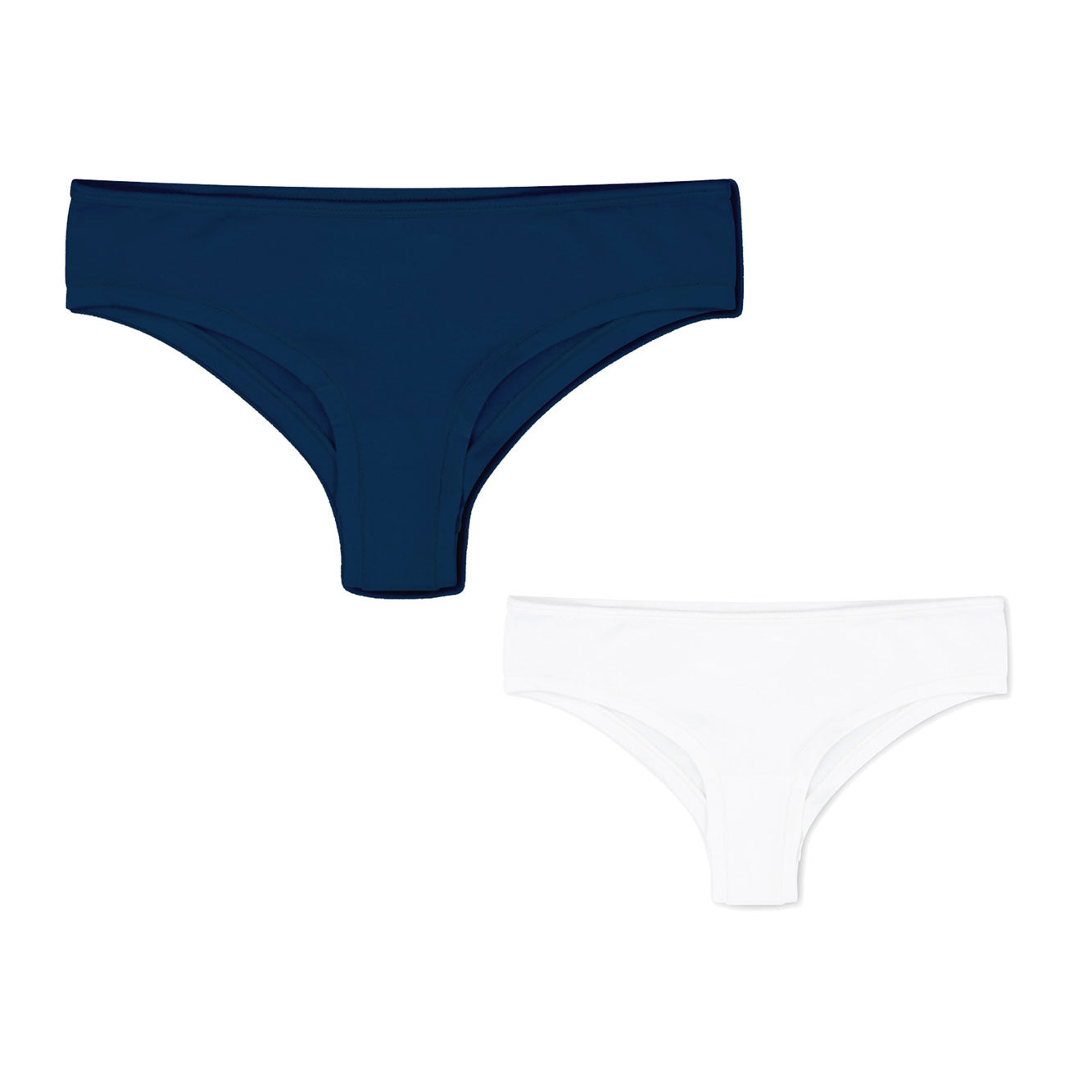 navy white ladies underwear, everyday cheeky fit briefs, first fit promise 2 pack