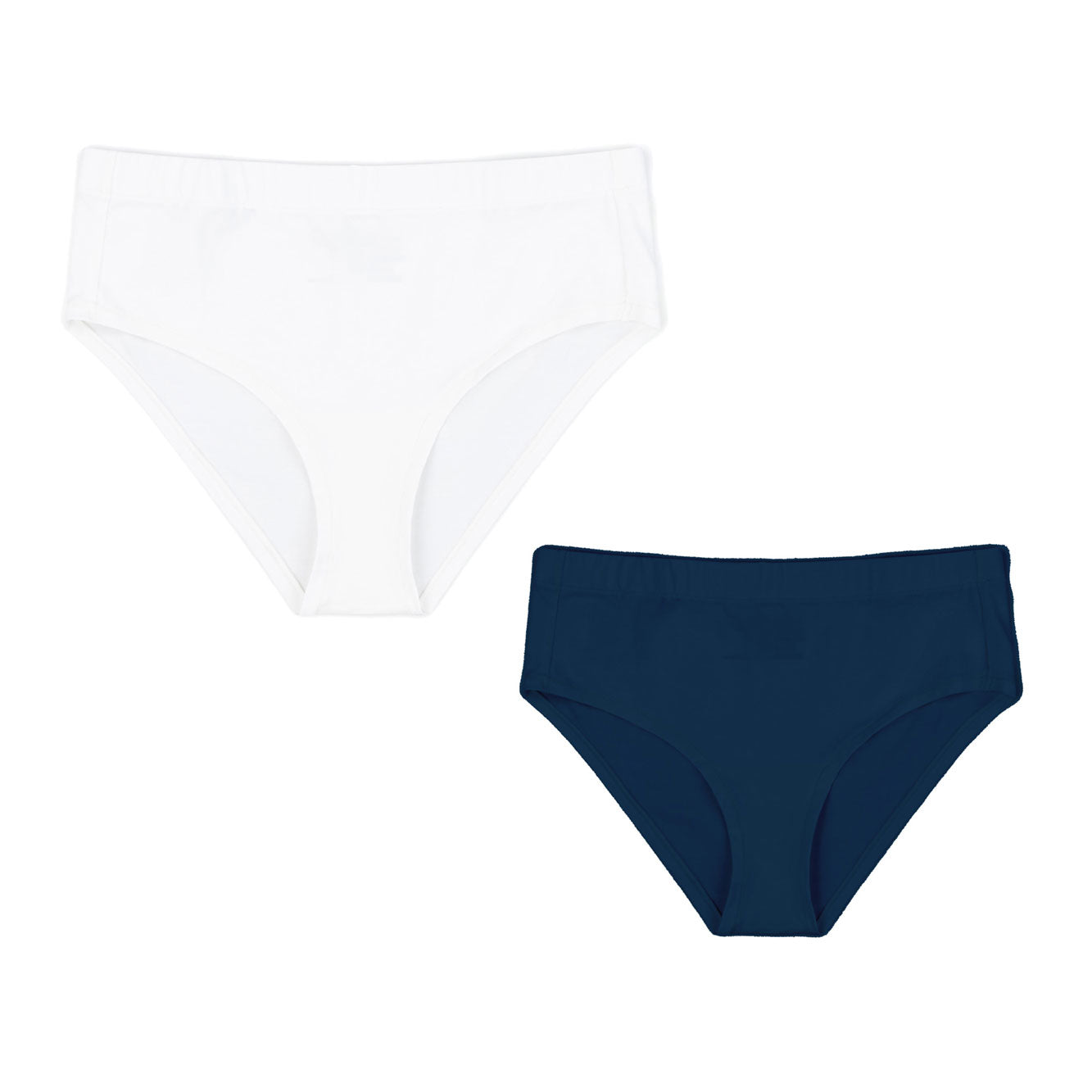 high rise brief in navy and white, organic everyday basic underwear