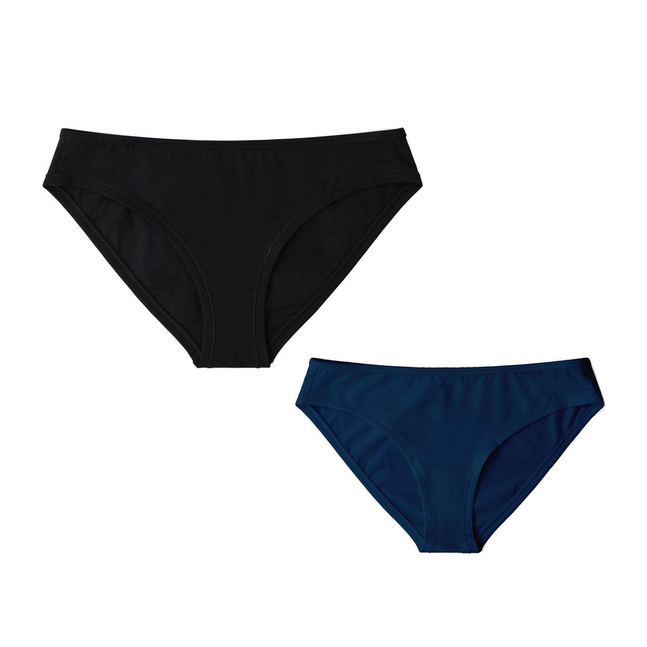 Black and Navy ladies underwear, mid rise briefs, first fit promise 2 pack