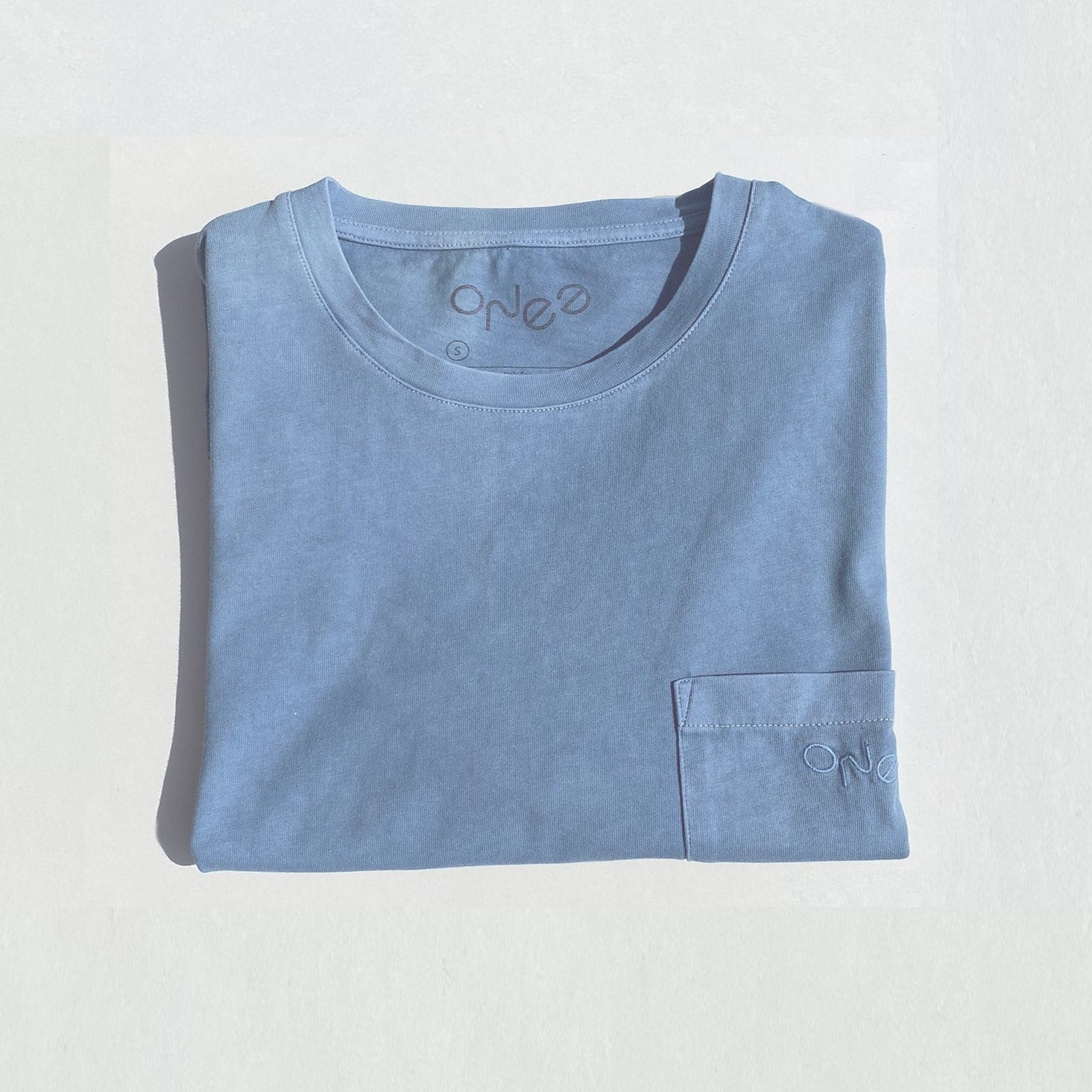 Natural Indigo Dyed ONE Essentials T shirt in pale blue
