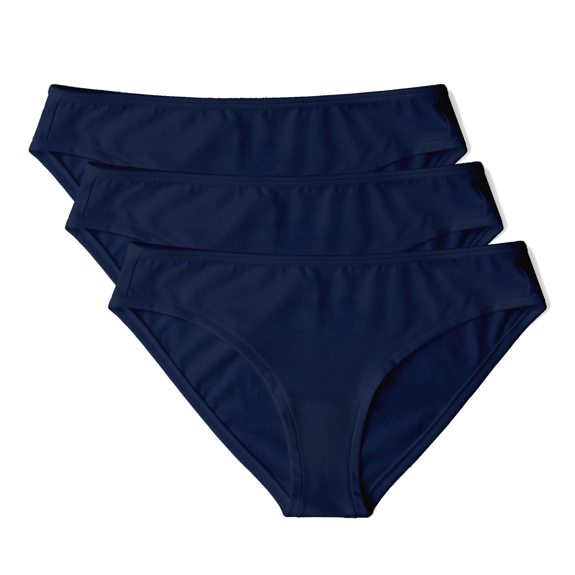 ladies briefs made from organic biodegradable navy recycled cotton 3 item Multipack
