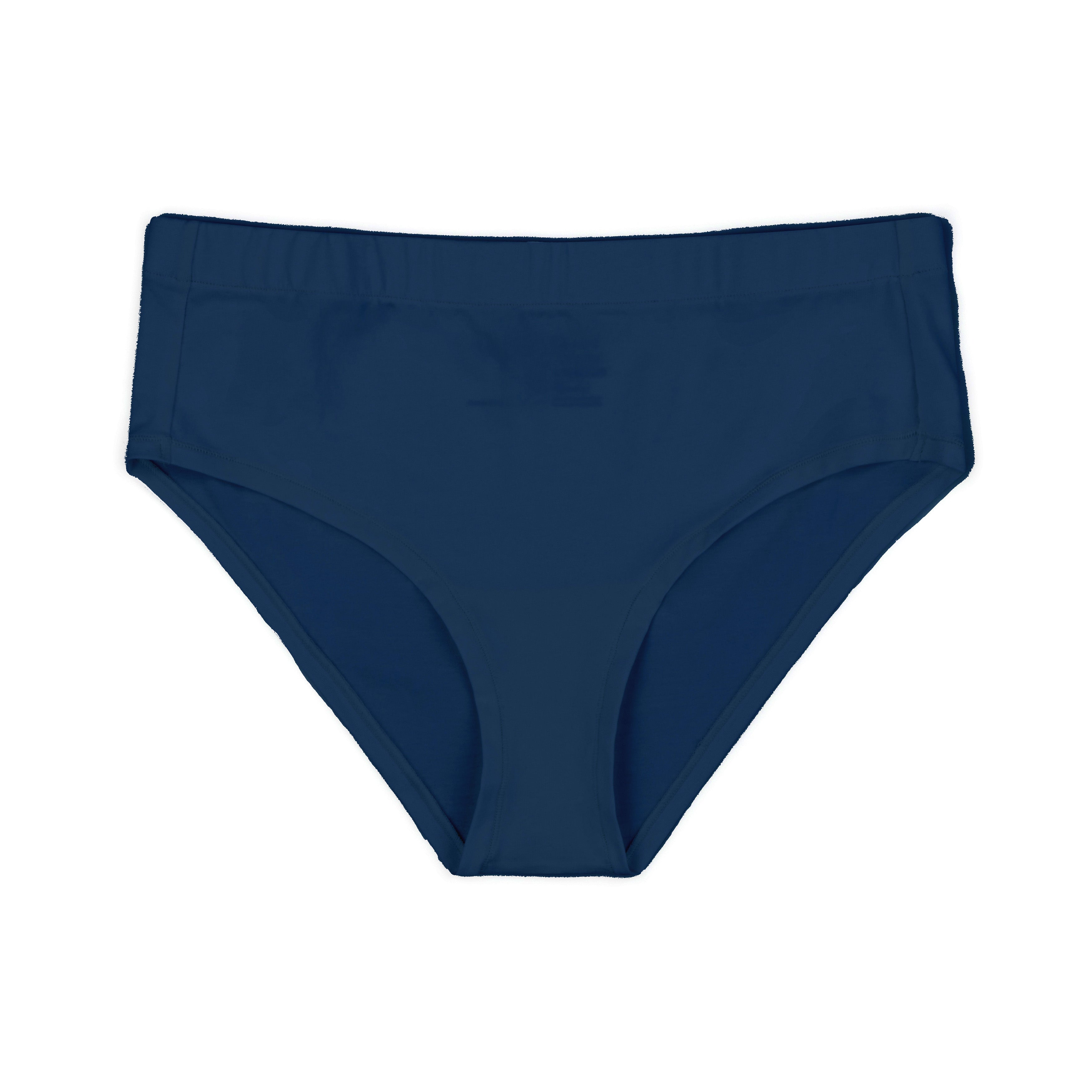 ONE Essentials Navy High rise briefs in organic and recycled cotton, ethical underwear